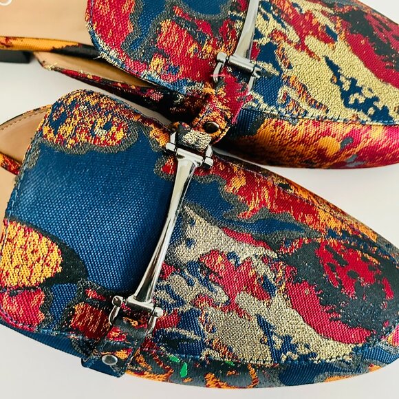 Franco Sarto Abstract Watercolor Jacquard Mules Size 10 - Picture 4 of 5